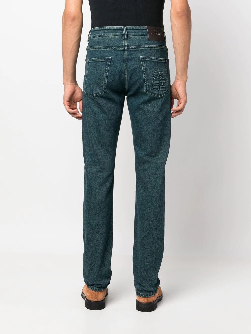 stretch-cotton straight-leg denims - 4