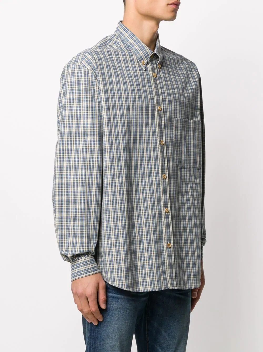 checked button-down shirt - 3