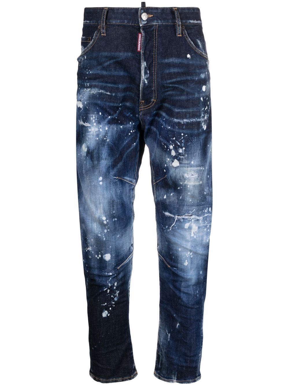 distressed straight-leg jeans - 1