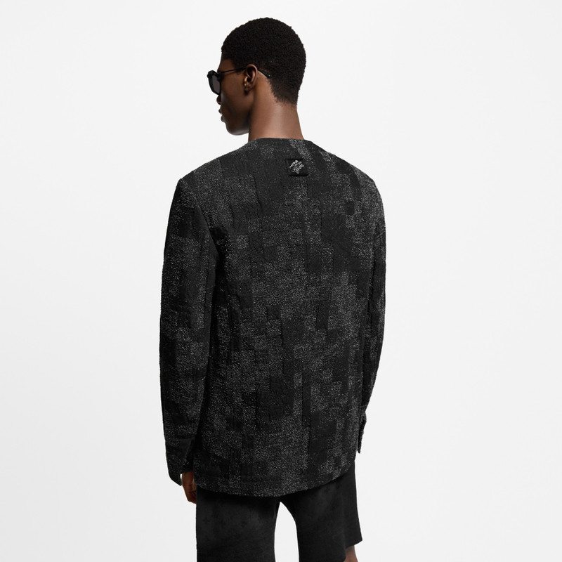 Denim Bouclette Collarless Jacket 5