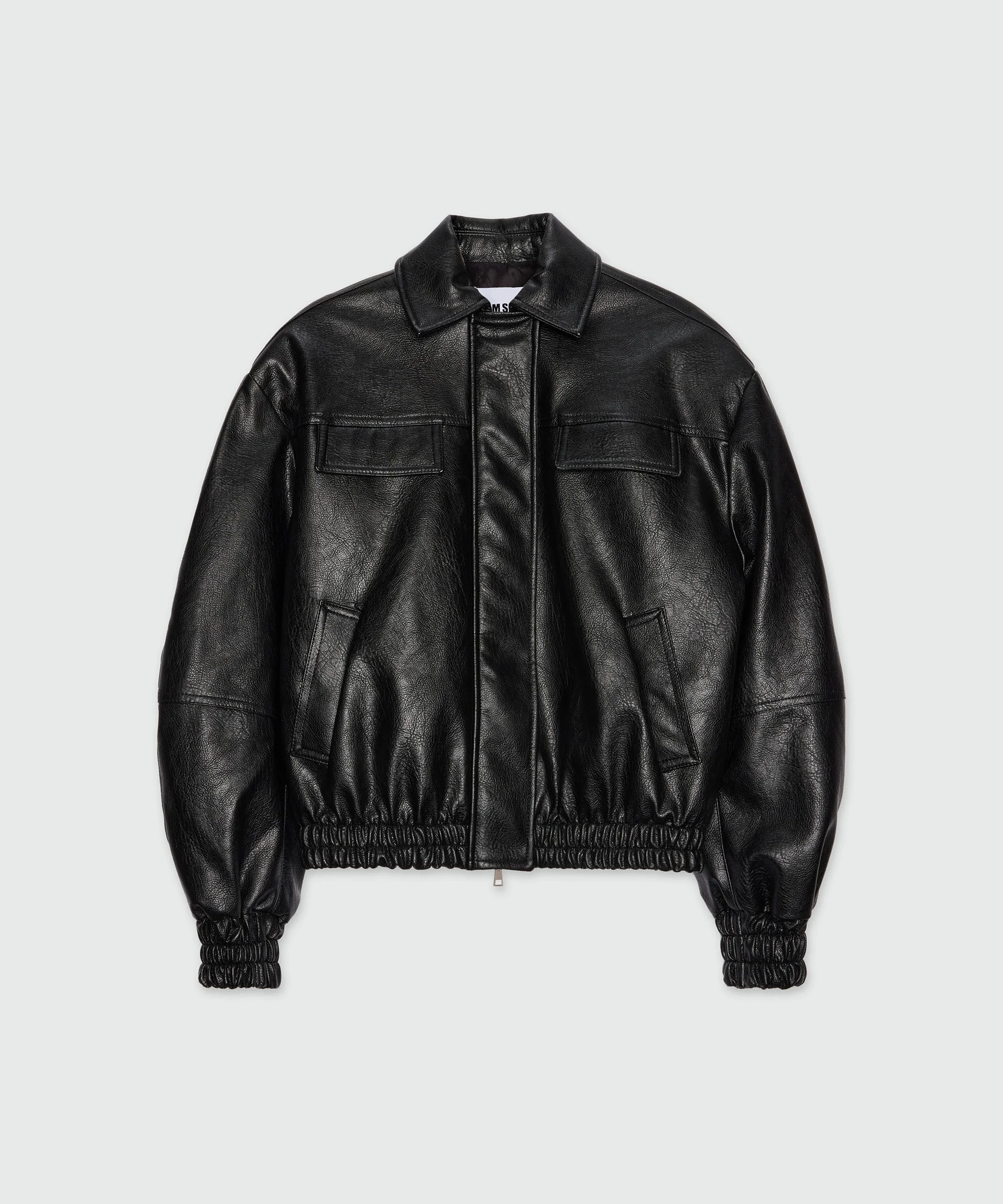 Black hammered faux leather jacket - 1