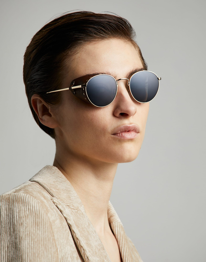 Cesarino metal sunglasses with leather side shield 4