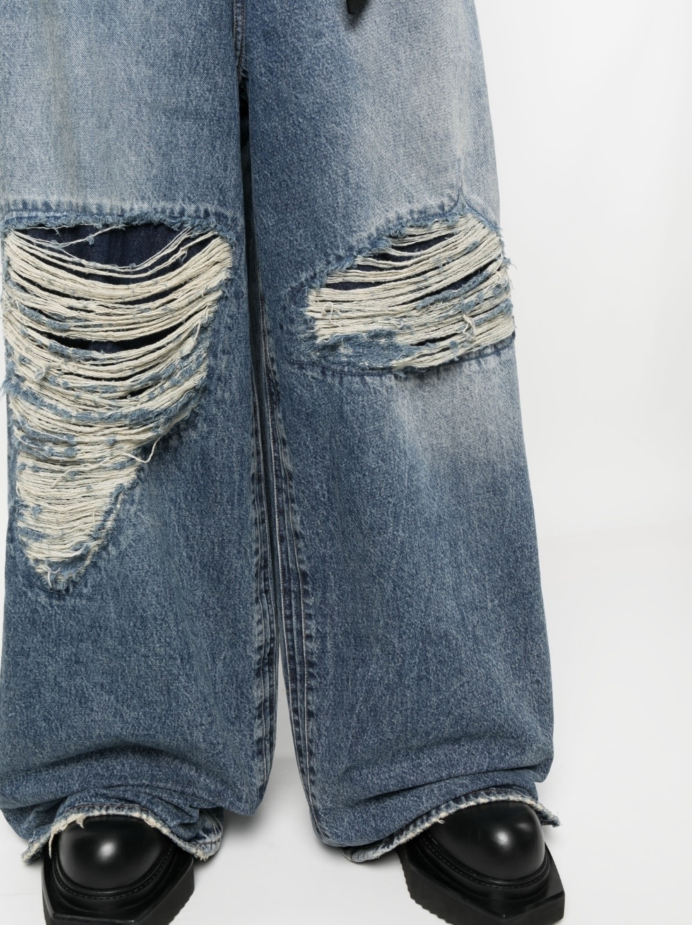 distressed wide-leg jeans - 5