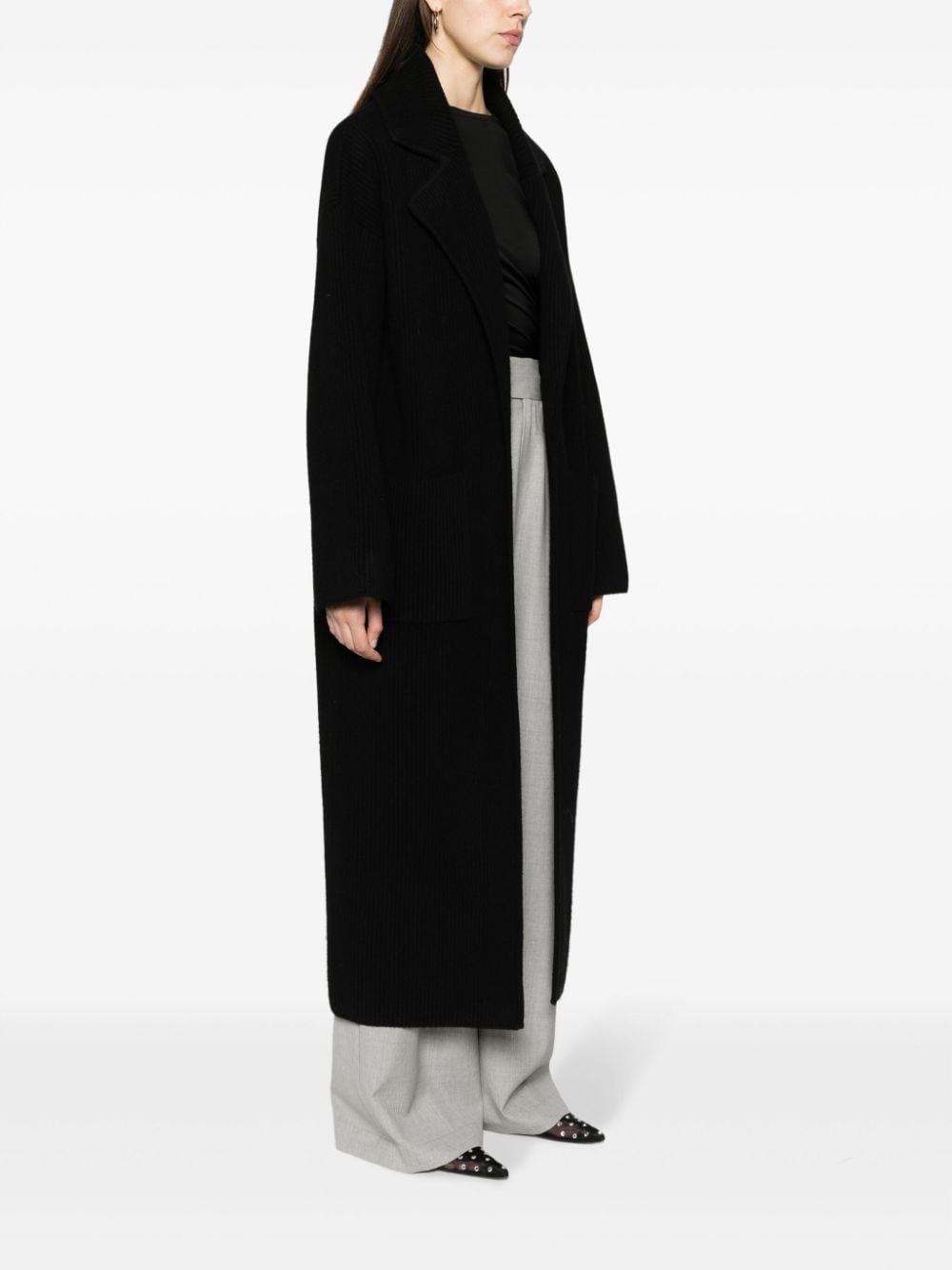 ribbed long cardi-coat - 3
