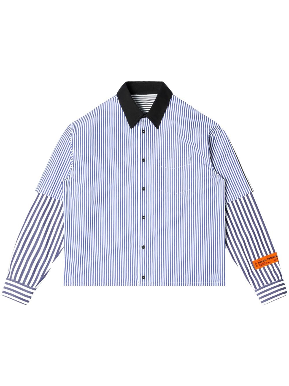 logo-patch stripe-pattern shirt - 1