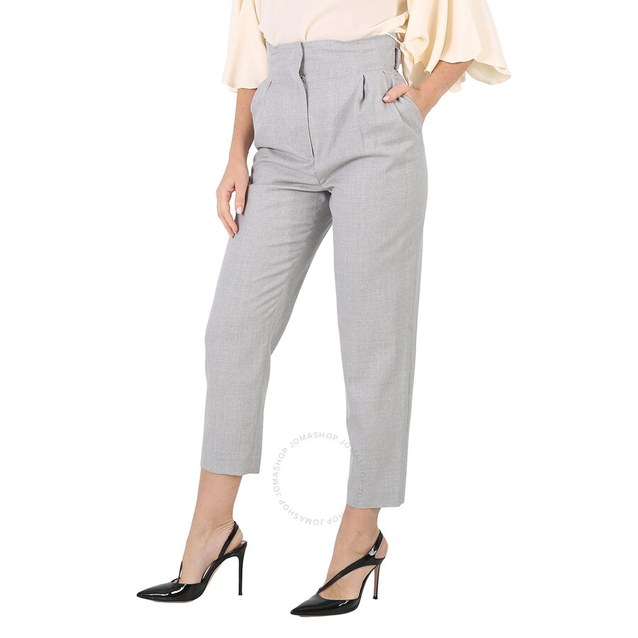 Burberry Ladies Heather Melange Cutout Detail Wool Tailored Trousers - 5