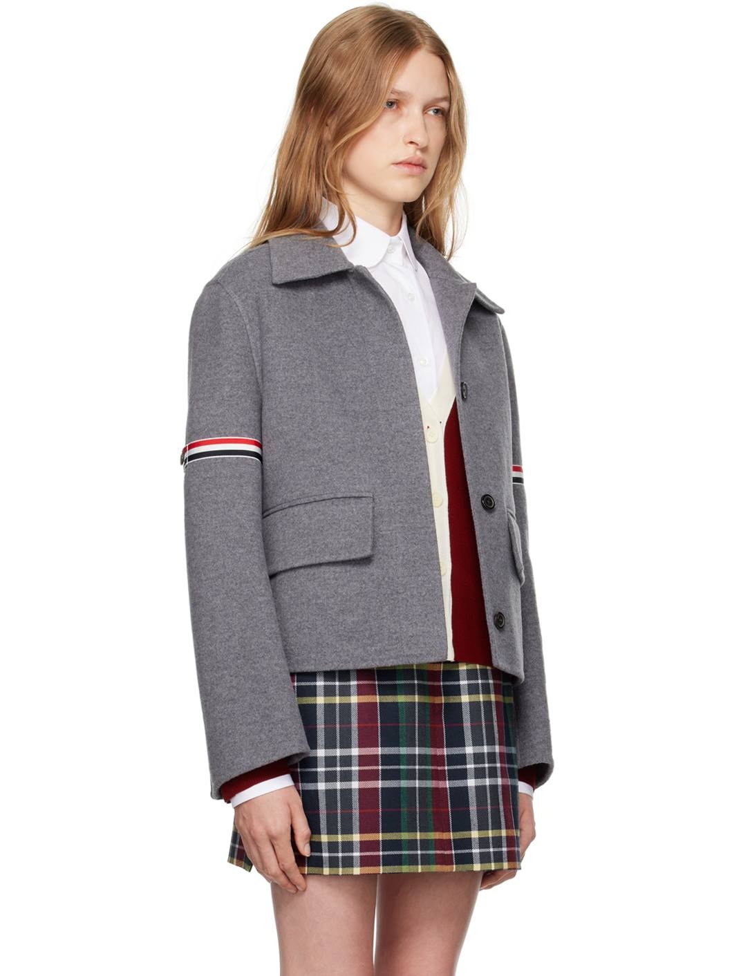 Gray Armband Bell Sleeve Jacket - 2