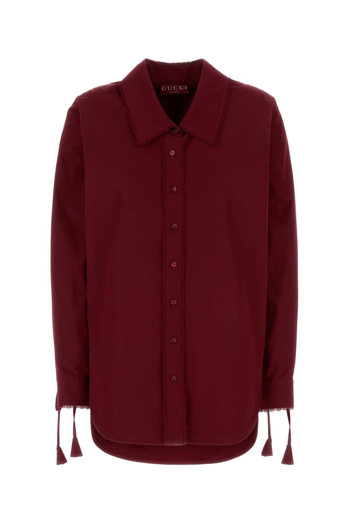 Gucci Women Burgundy Poplin Shirt - 1