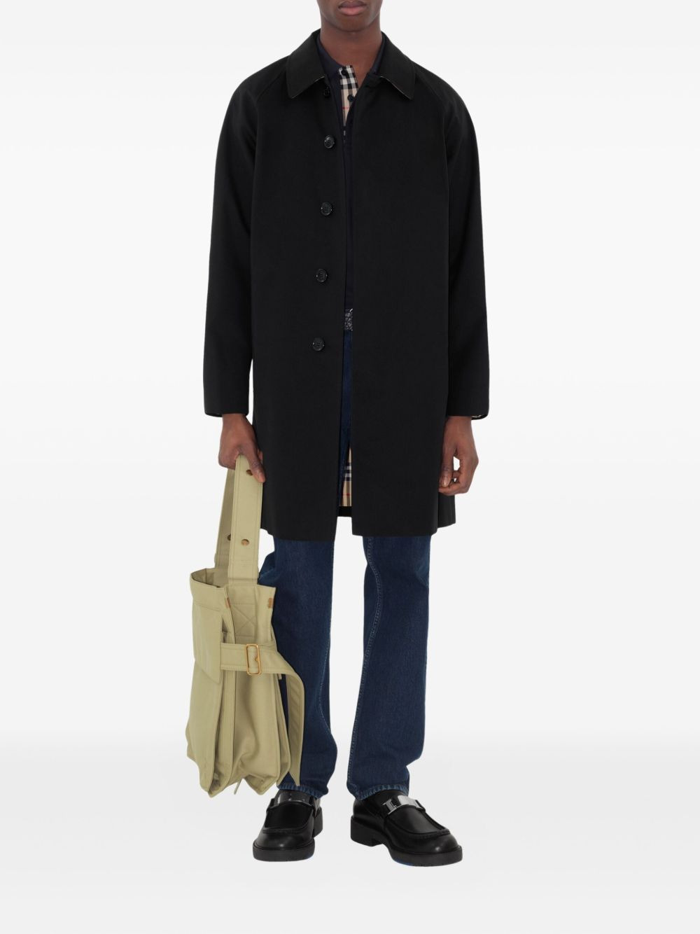 raglan-sleeve button trench coat - 2