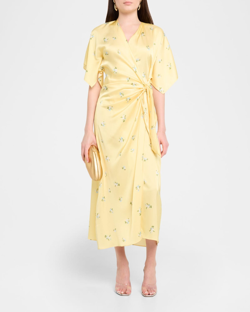 MISA Hadassa Floral Satin Midi Dress outlook