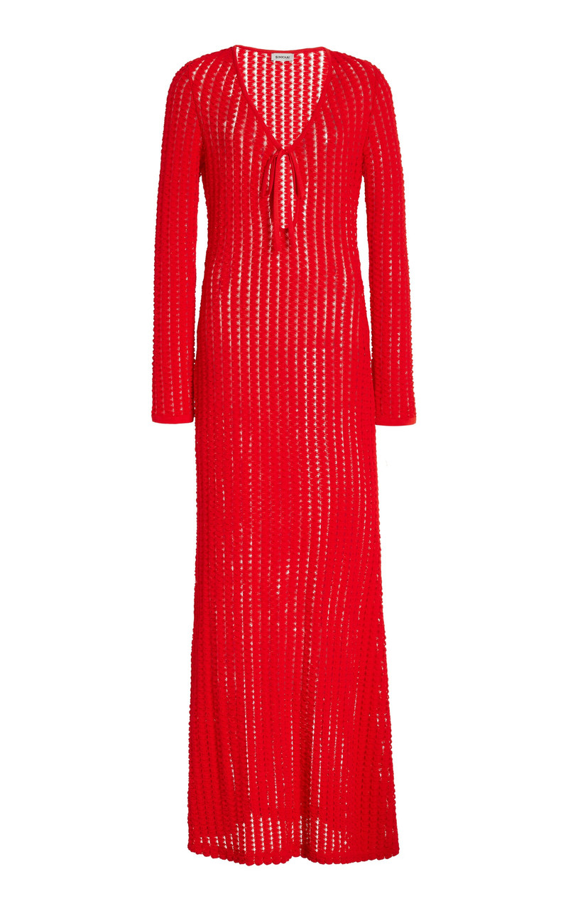 Elton Open-Knit Maxi Dress red - 1