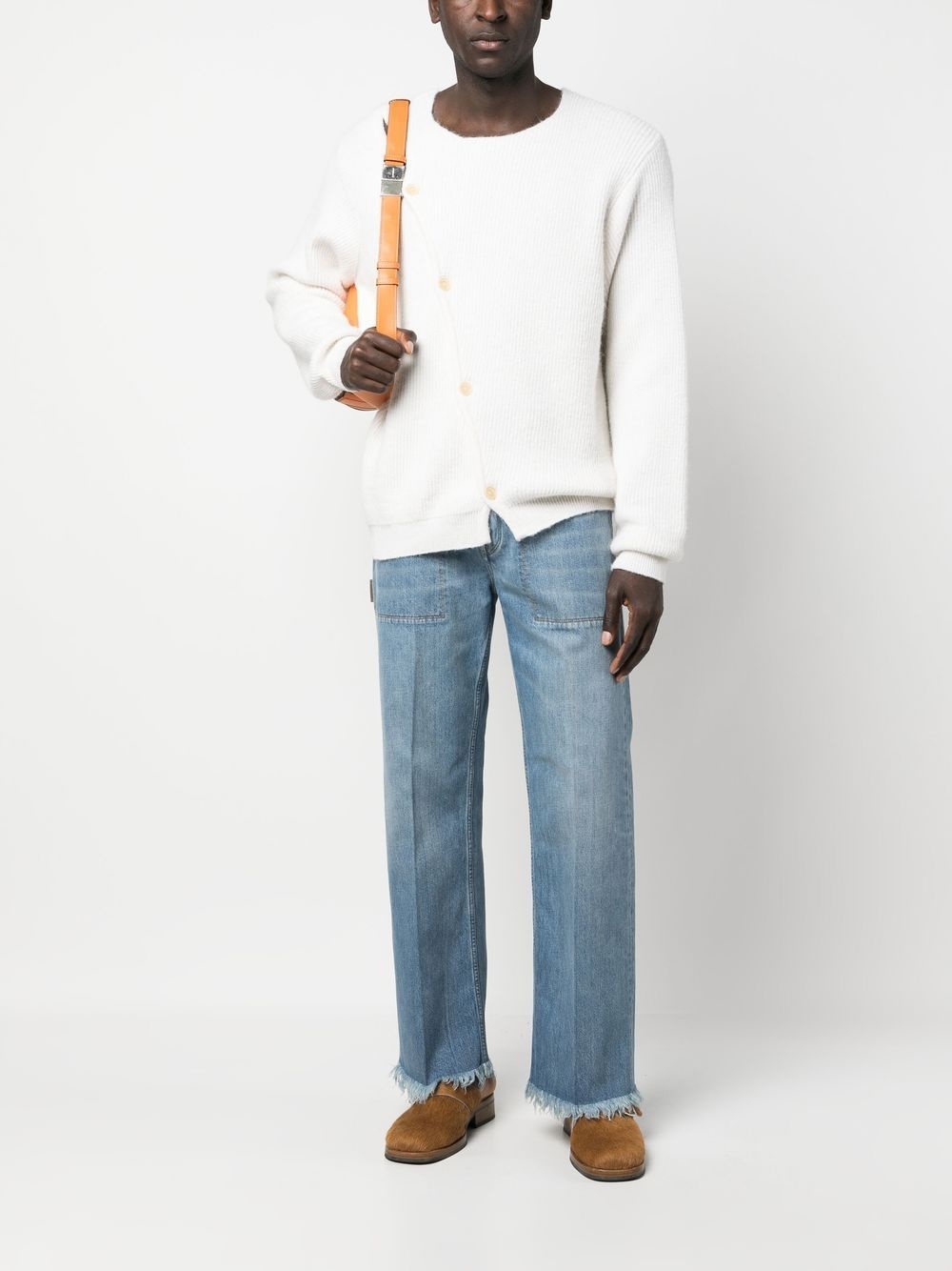 contrast-detail straigh-leg jeans - 2
