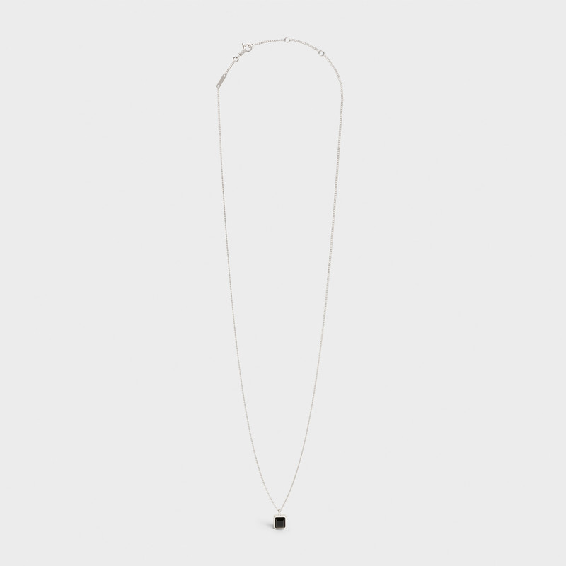 Aiguise Necklace in Sterling Silver with Rhodium finish and Onyx 3