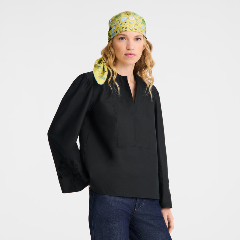 Blouse Black - Poplin embroidered 4