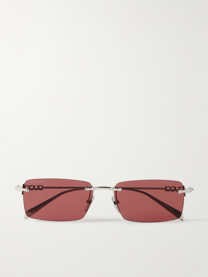 Rimless Rectangular-Frame Silver-Tone Sunglasses Silver 1