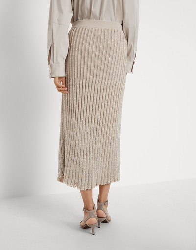 Brunello Cucinelli Cotton dazzling rib knit midi skirt outlook