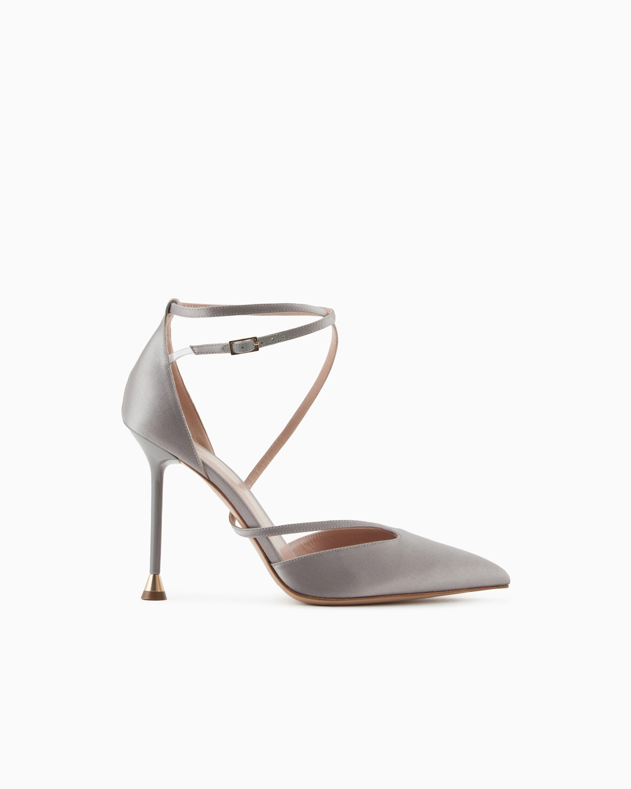 Satin court shoes with strap - 1