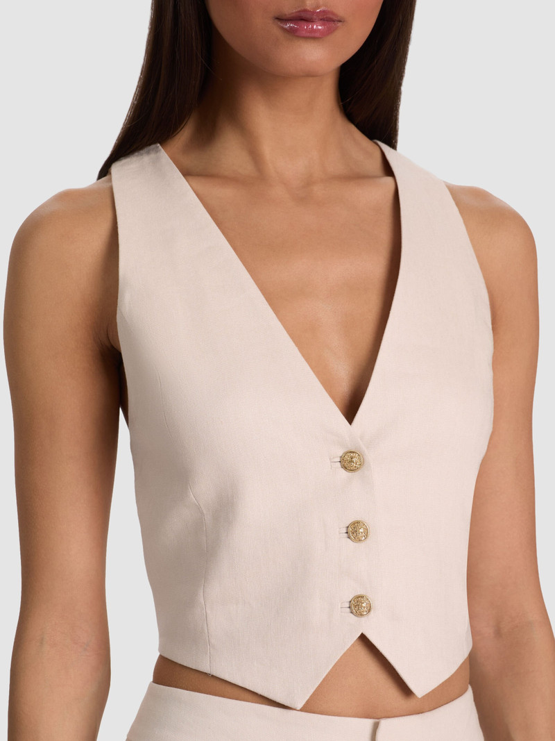DONNA LINEN VEST - OATMEAL 5