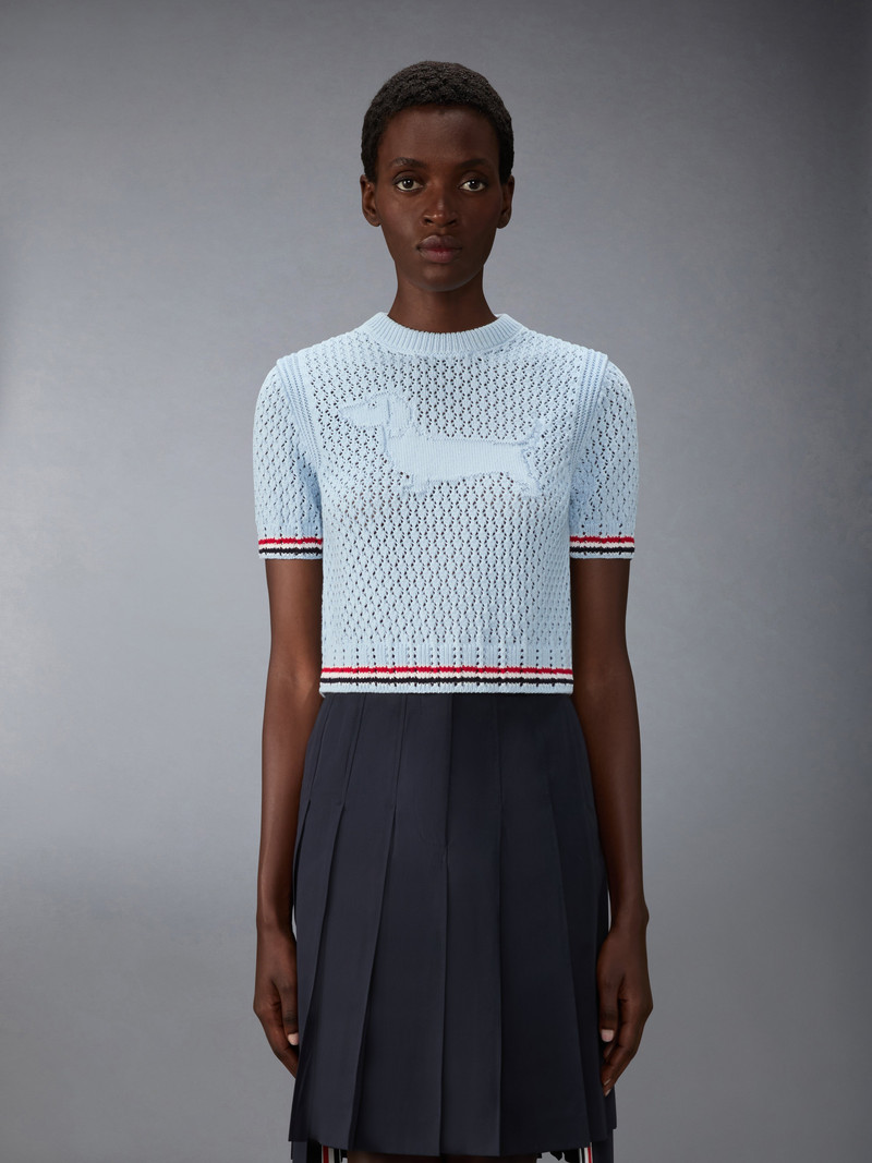 Thom Browne COTTON POINTELLE STITCH HECTOR RWB TEE outlook