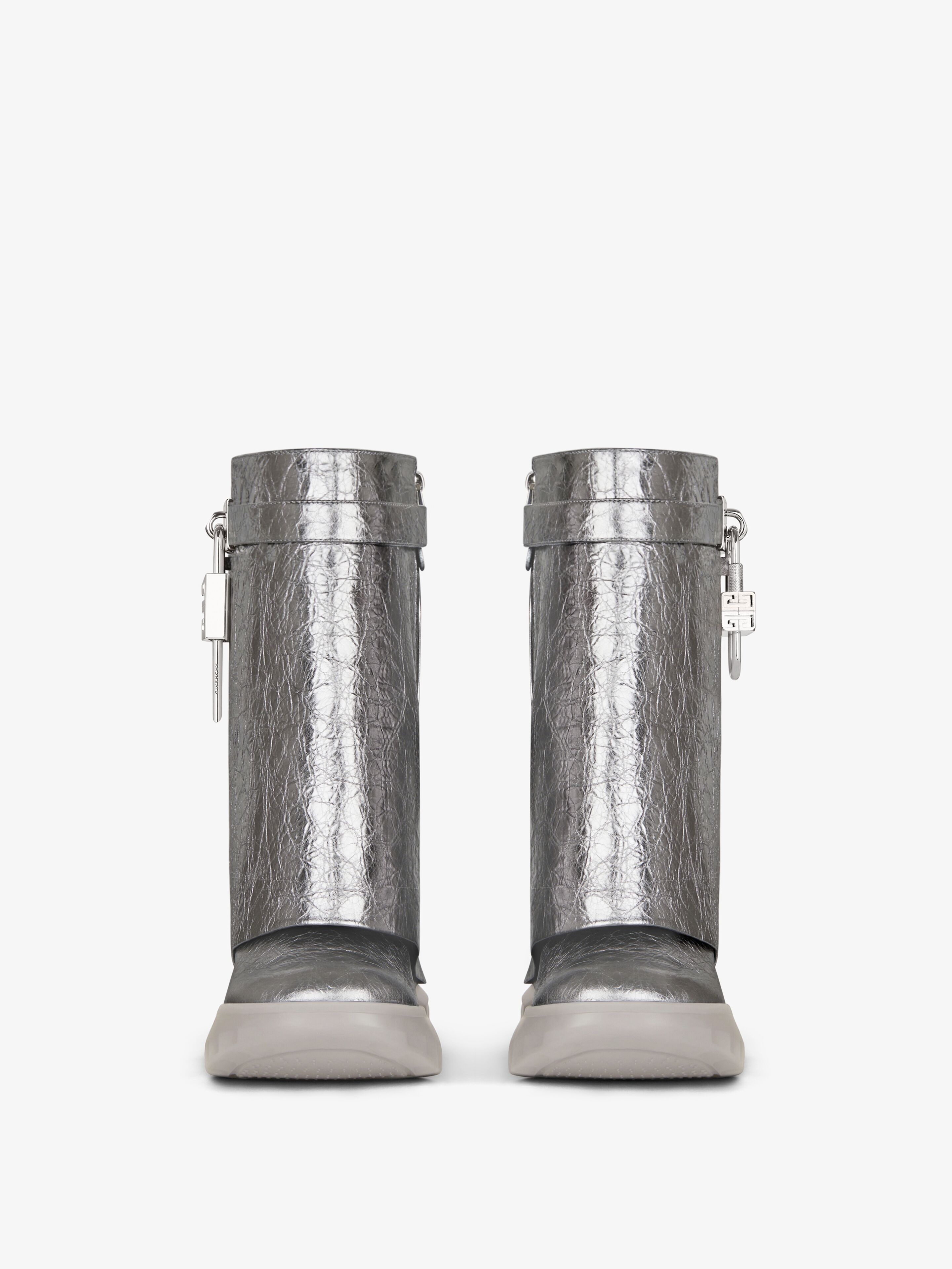 SHARK LOCK BIKER ANKLE BOOTS IN LAMINATED LEATHER - 3