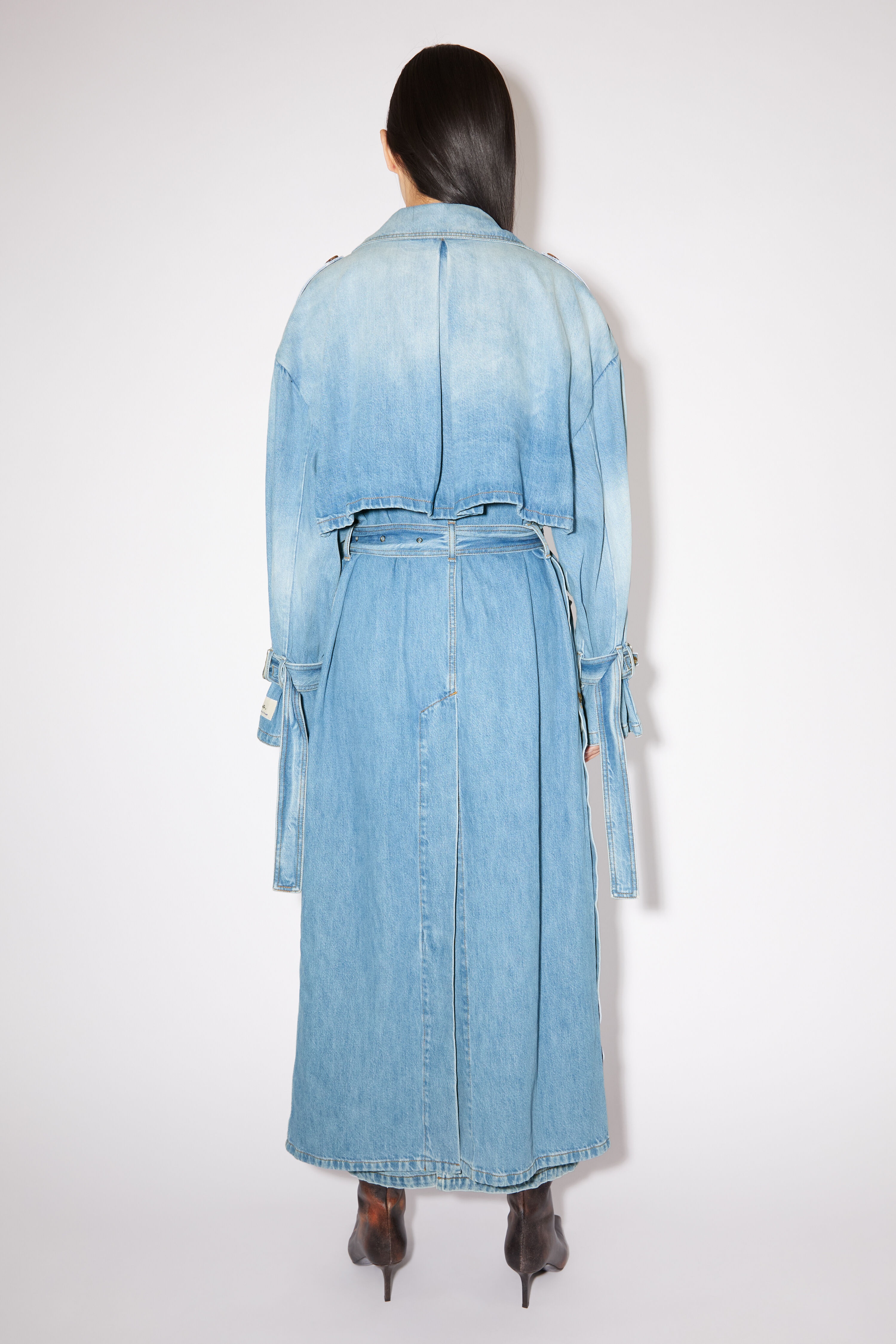 Denim double-breasted trench coat - Light blue - 3