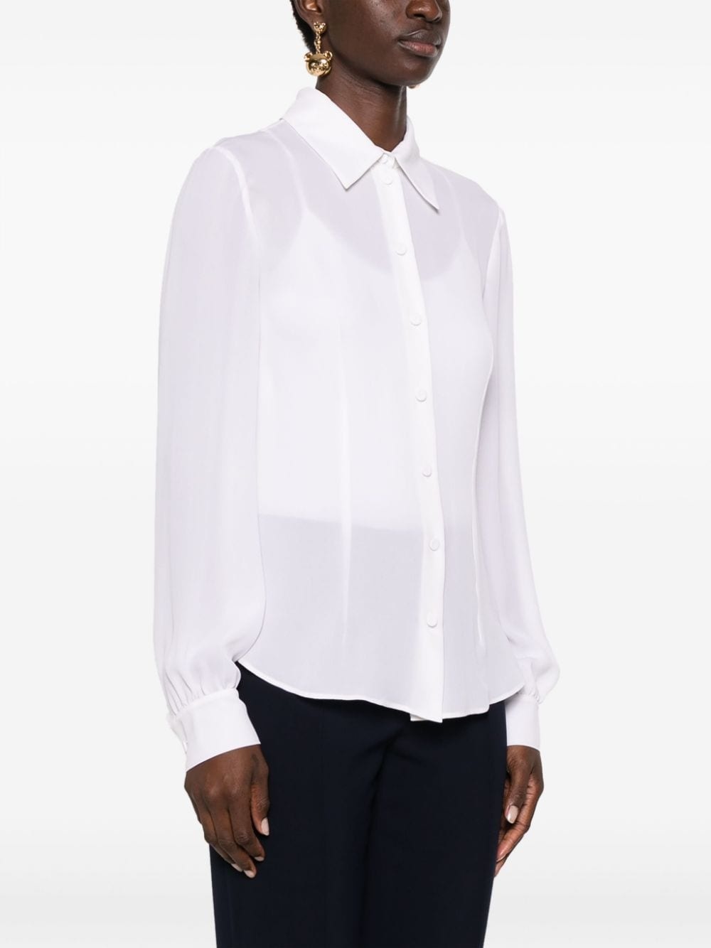 flared-hem silk shirt - 3