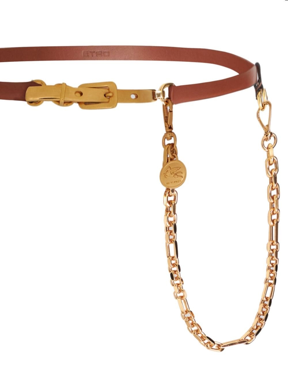 Pegaso-medallion chain leather belt - 2
