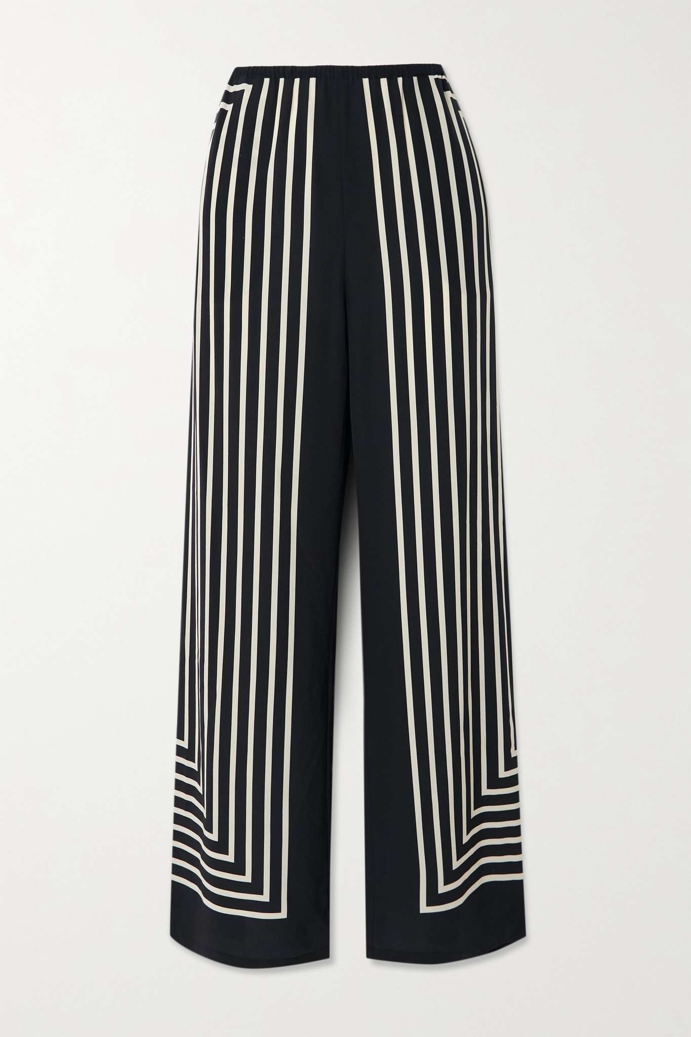 Striped silk crepe de chine wide-leg pants - 1