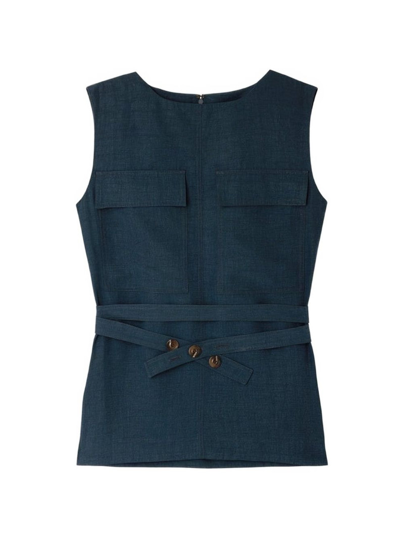 Isra flap-pocket sleeveless top 1