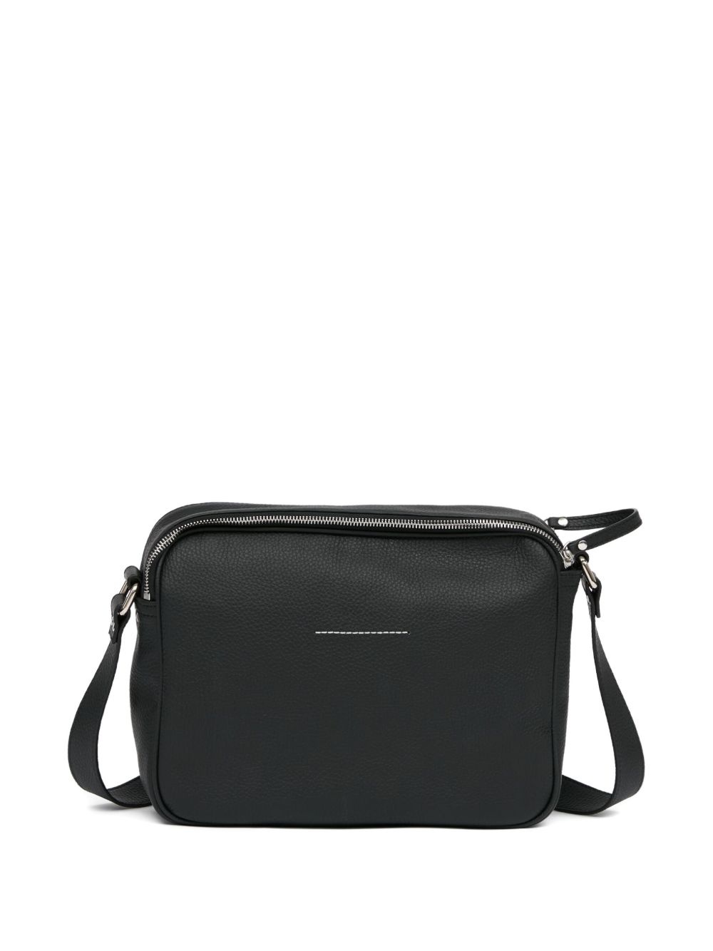 textured leather messenger bag - 3