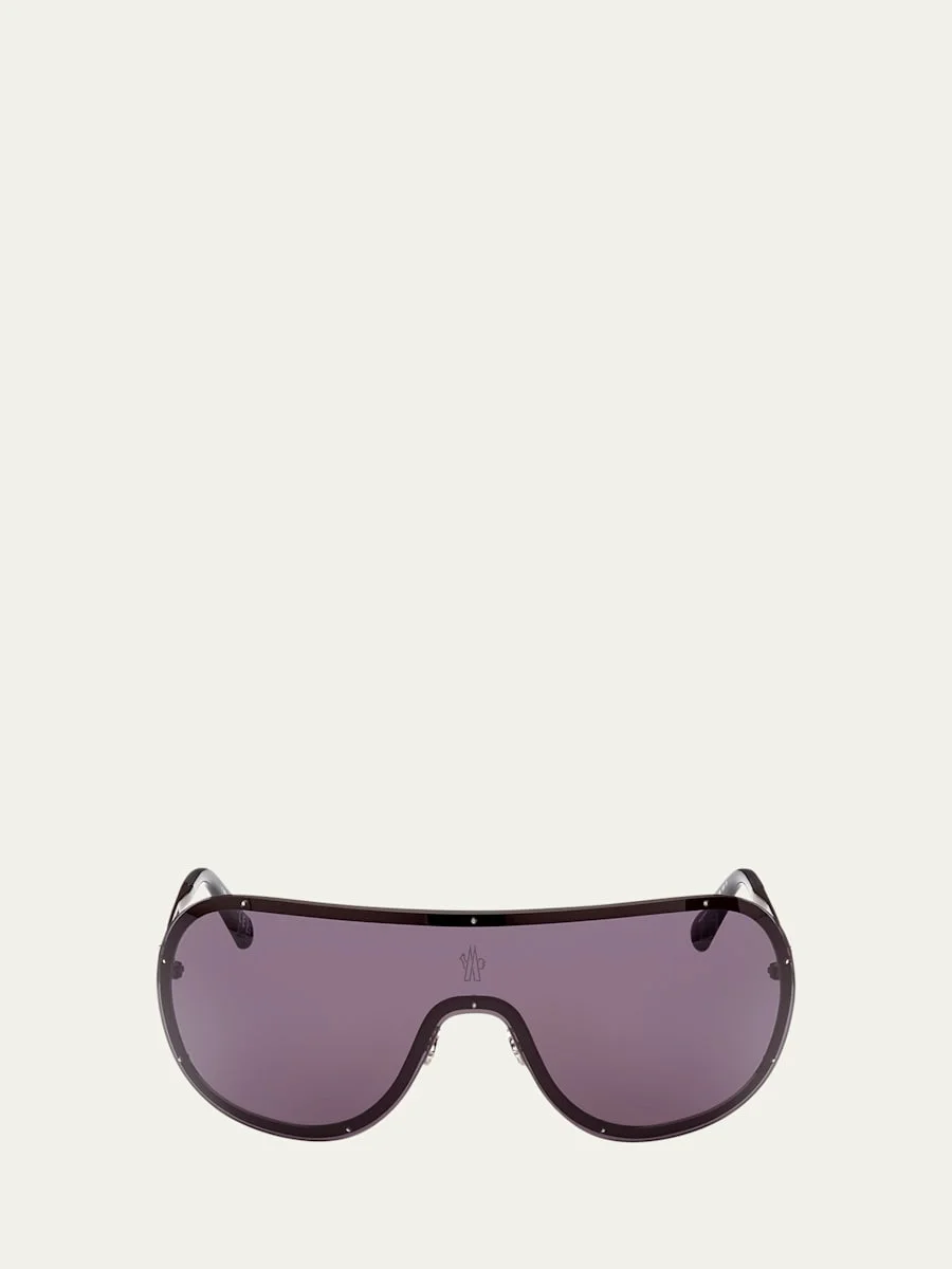 Gunmetal Logo Metal Alloy Shield Sunglasses - 1