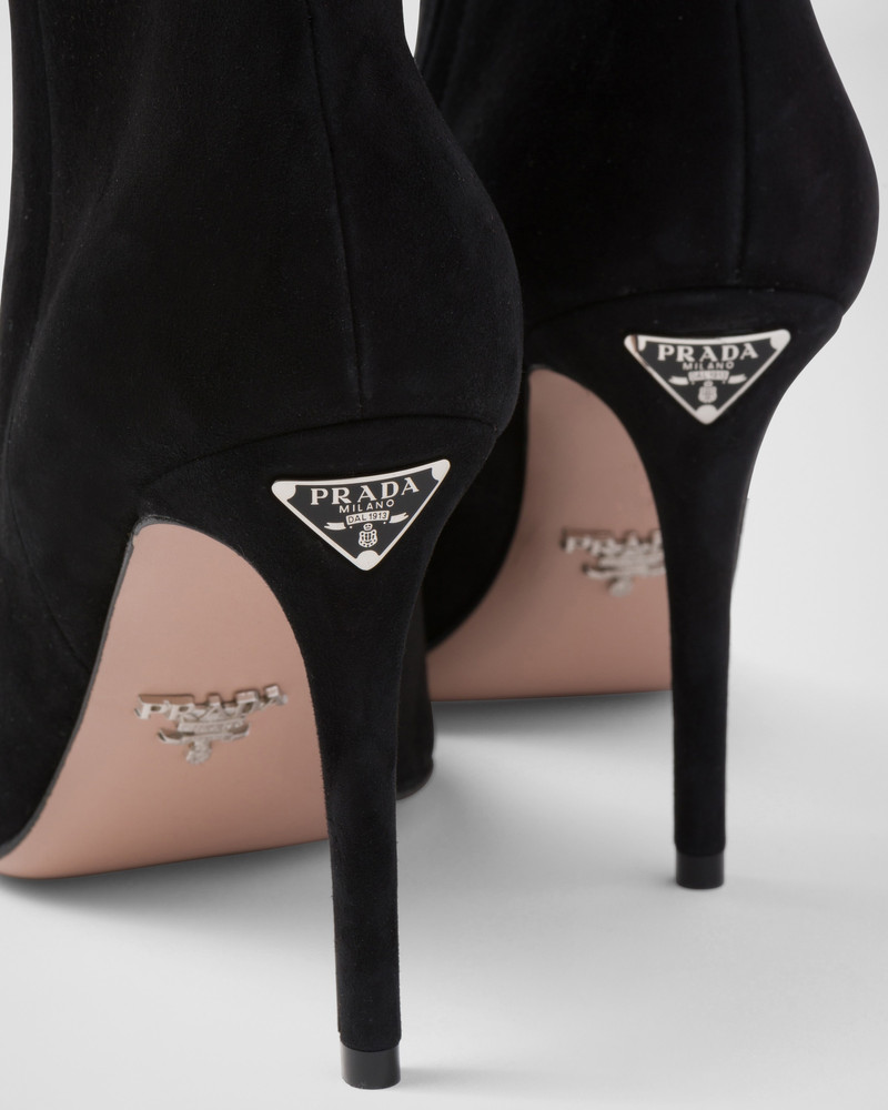 High-heeled suede booties 6