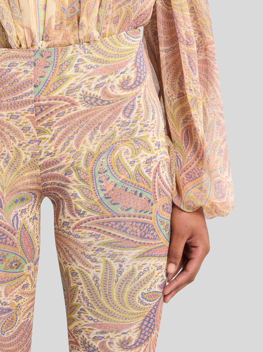 FLARED PAISLEY FOLIAGE TROUSERS - 3