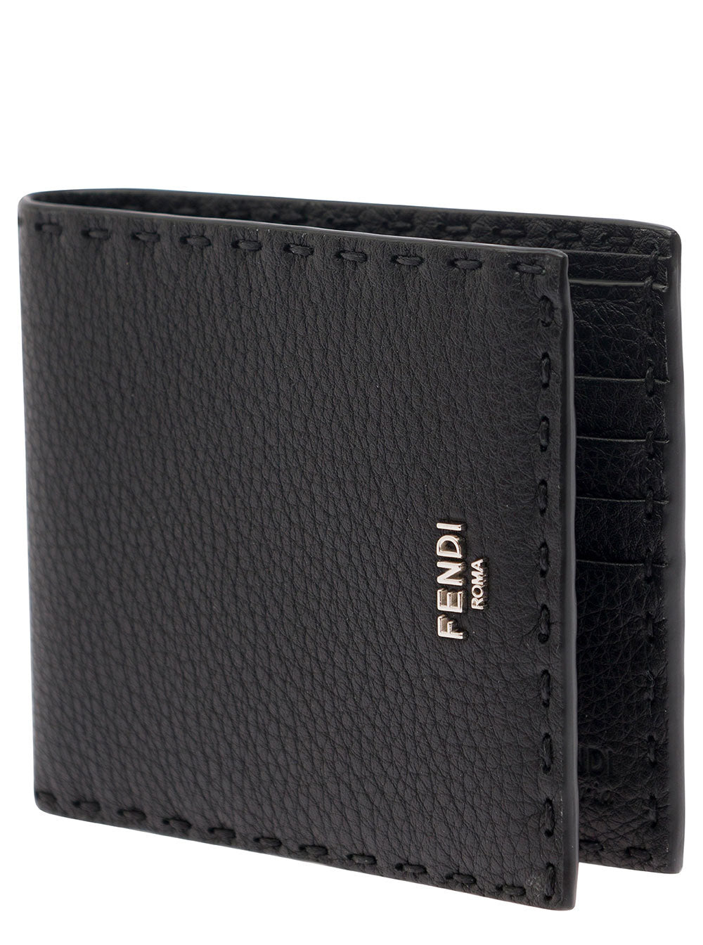 Fendi Men 'Selleria' Black Bifold Wallet With Fendi Lettering In Leather Man - 2