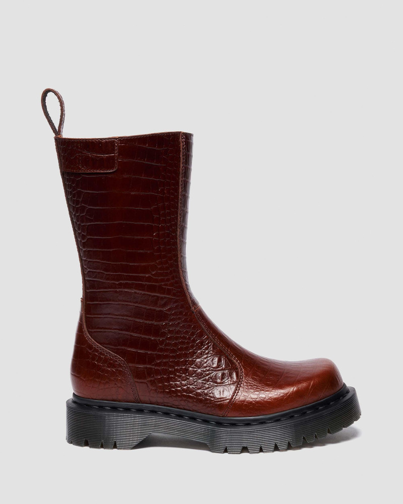 REJENA Croc Emboss Leather Boots - 1