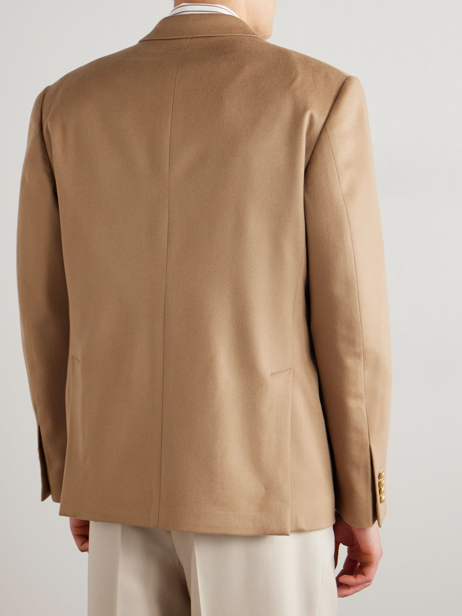 Double-Breasted Virgin Wool Blazer Beige - 3