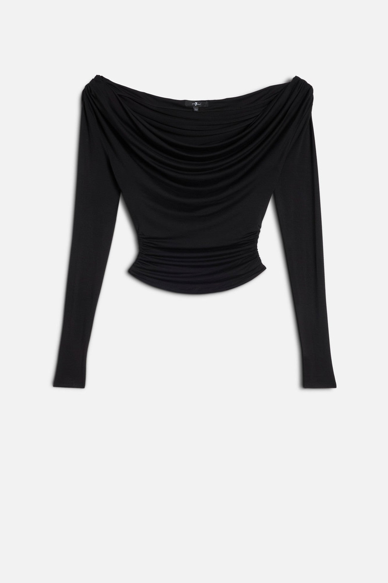 Long Sleeve Draped Top in Black 1