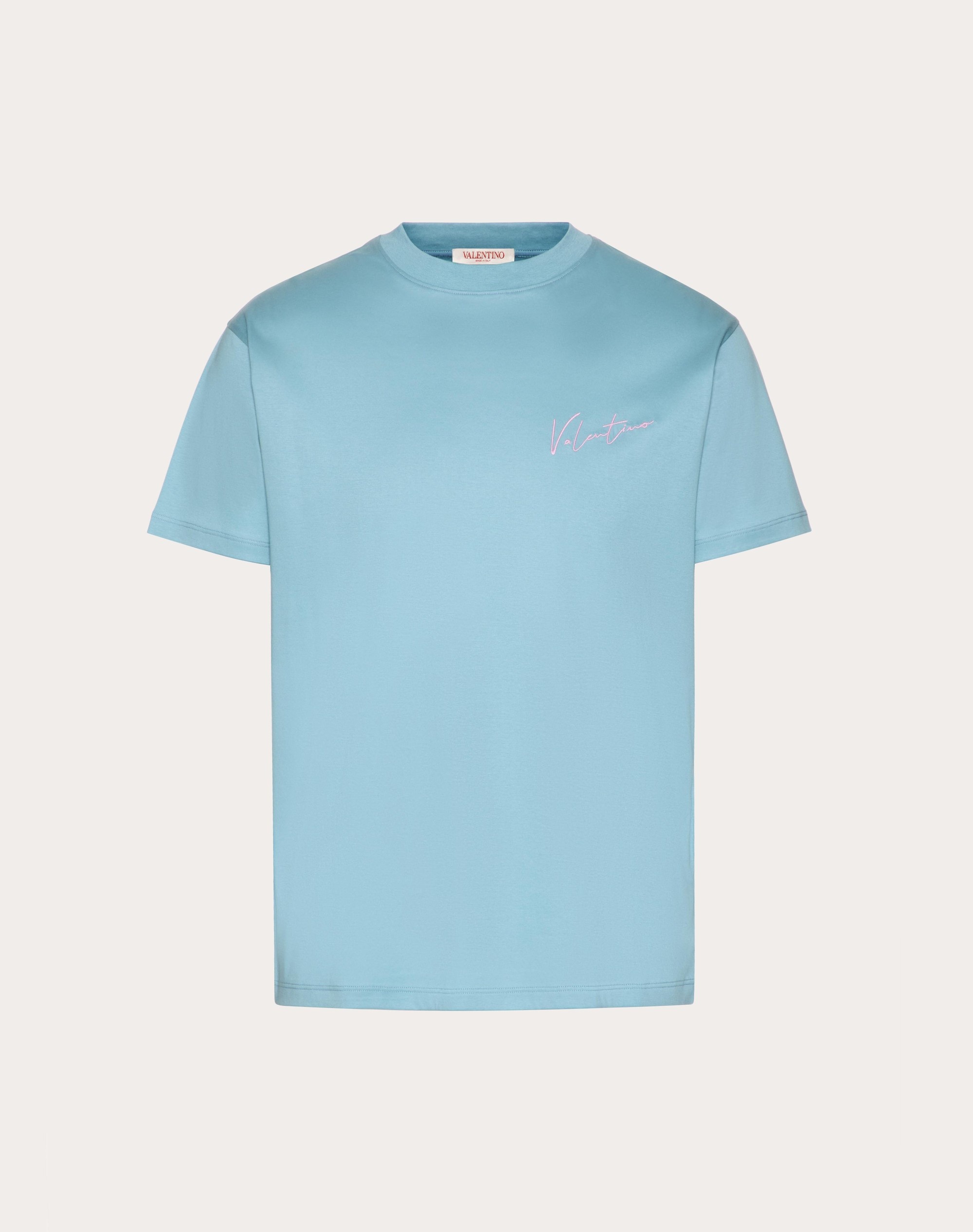 VALENTINO EMBROIDERY AND VLOGO SIGNATURE PRINT COTTON T-SHIRT - 1