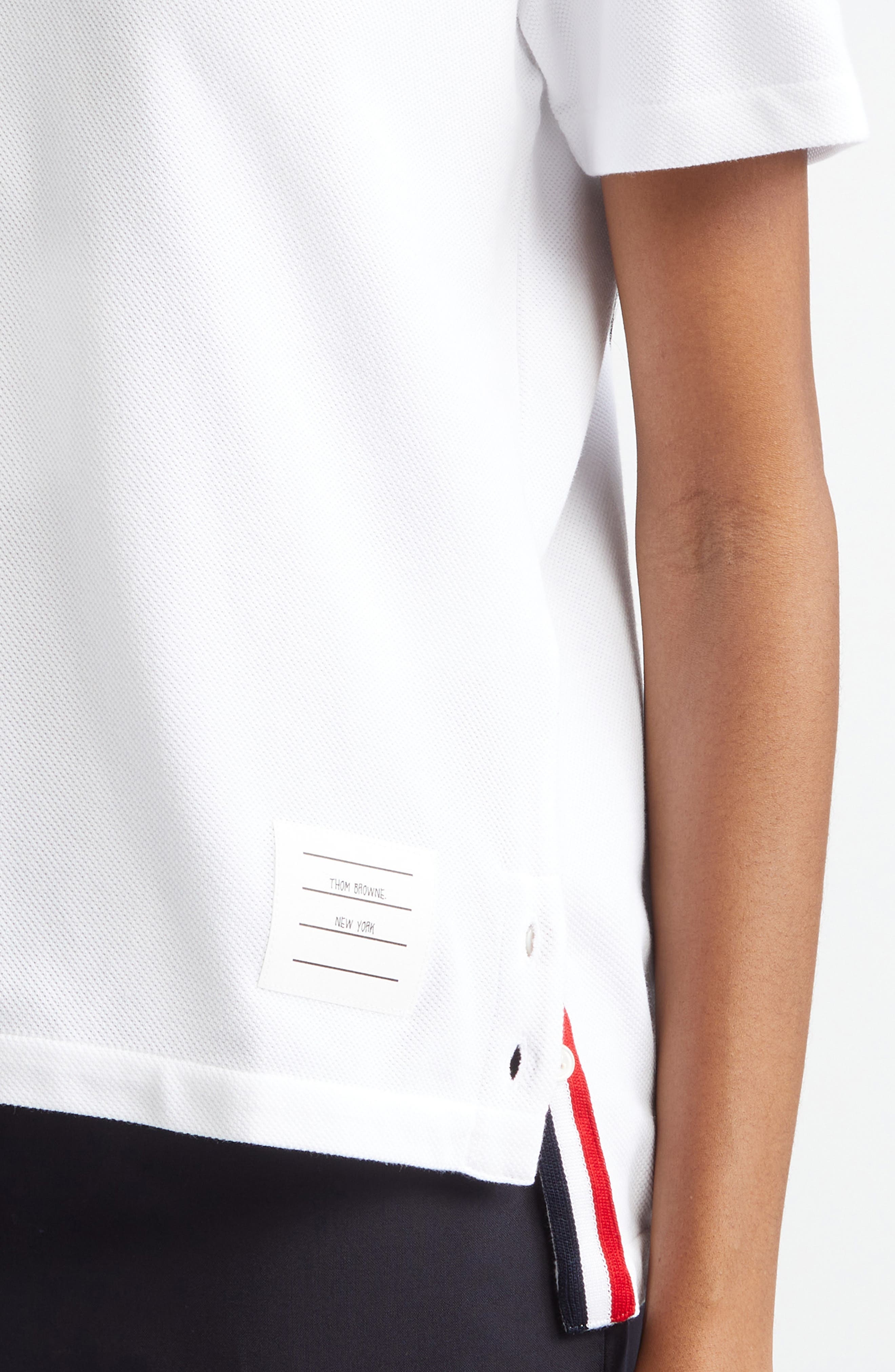 Thom Browne Stripe Piqué Polo in White at Nordstrom - 5