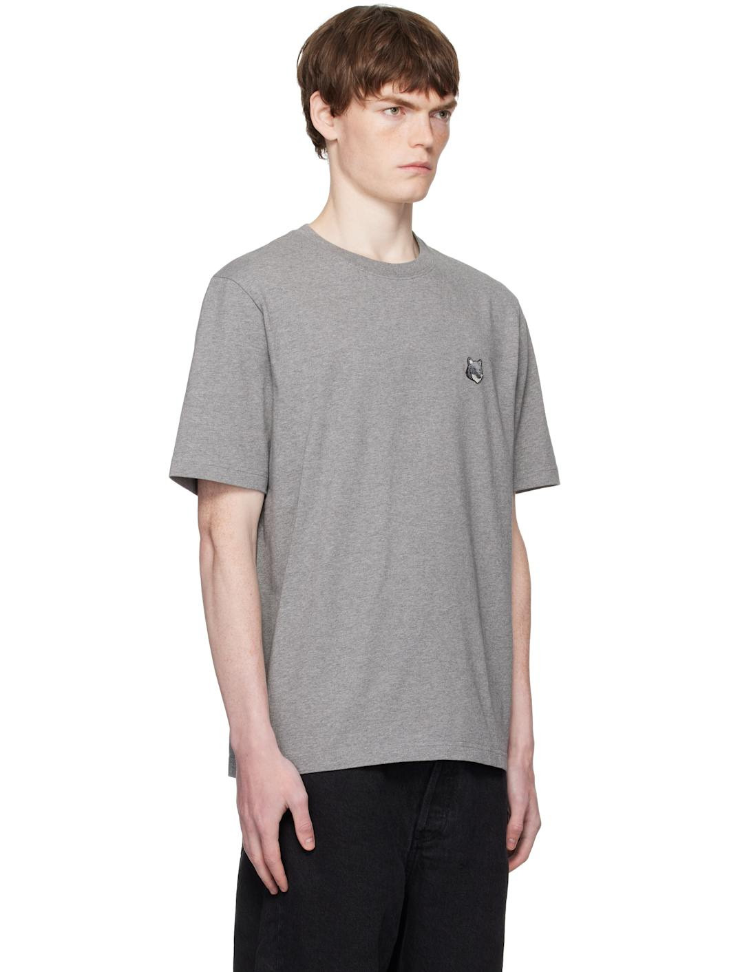 Gray Bold Fox Head Patch Comfort T-shirt - 2
