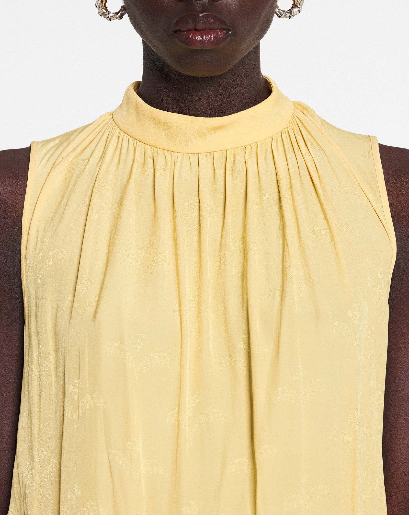 SLEEVELESS JACQUARD CHARMEUSE TOP - 5