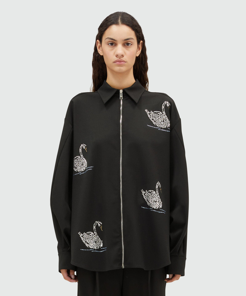 MSGM Blended wool shirt with swans outlook