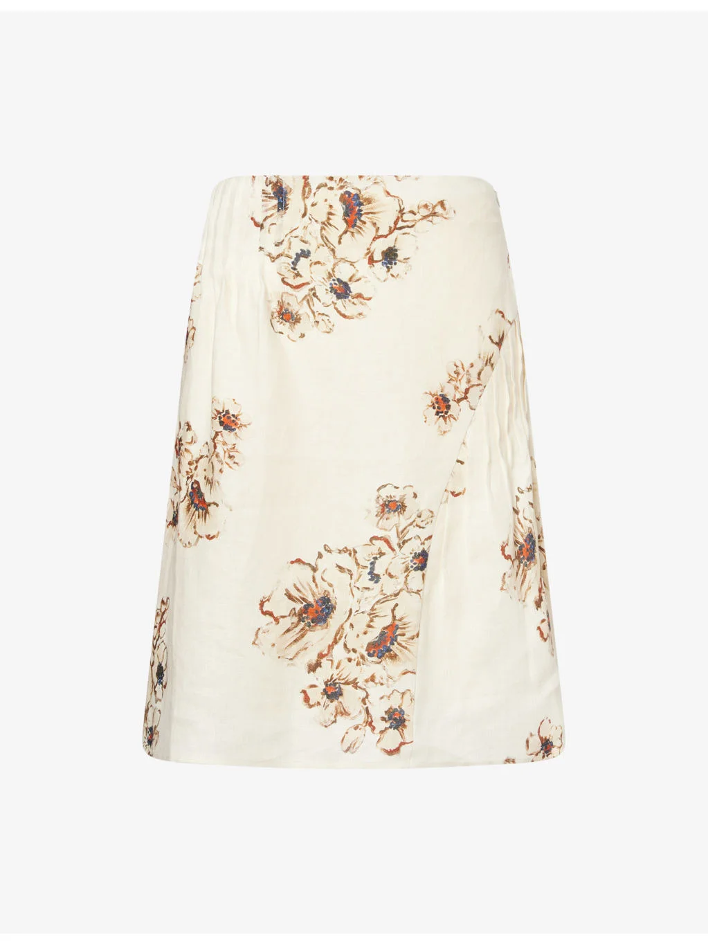 Freja Floral-Pattern Linen Midi Skirt - 1