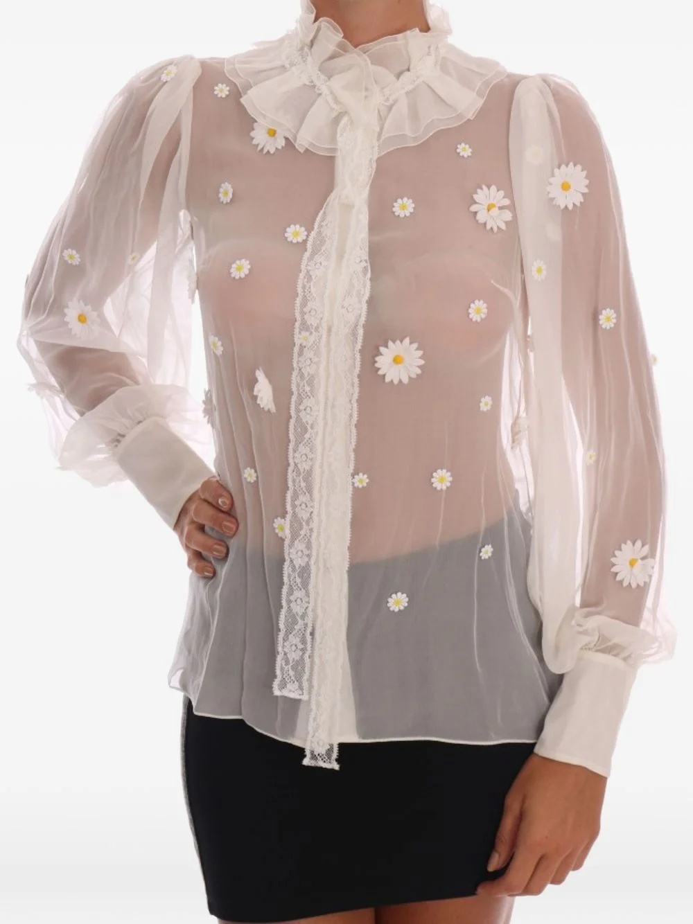 daisy-appliqué blouse - 1
