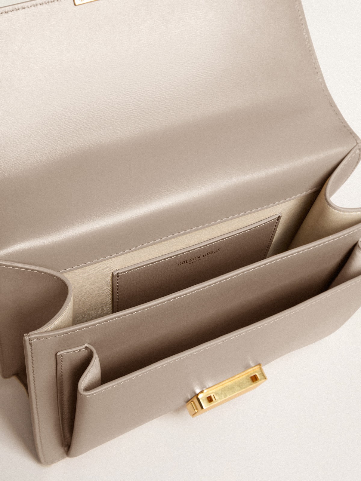 Venezia Bag in beige boarded leather with gold details - 8