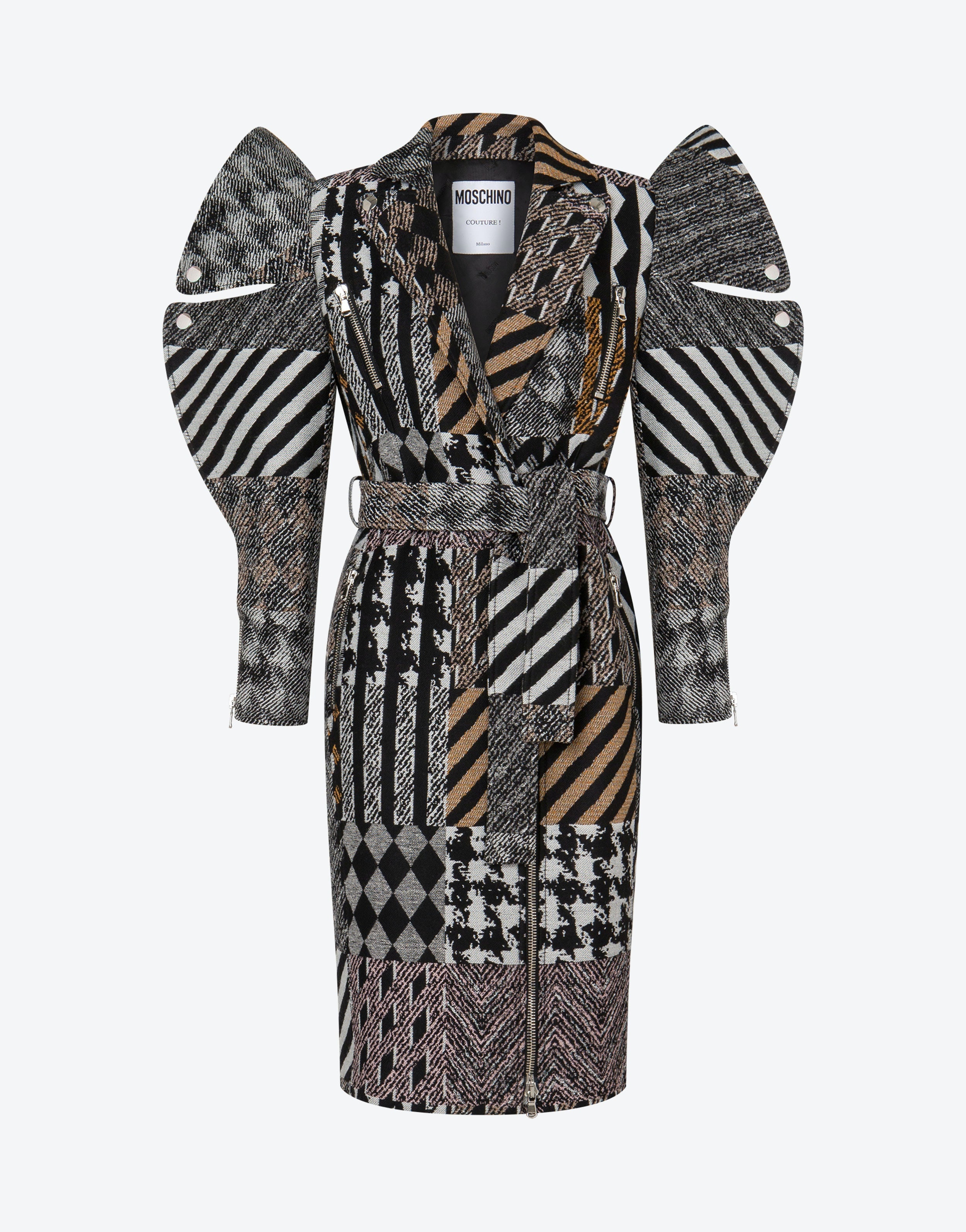 PATCHWORK WOOL BLEND COAT - 1