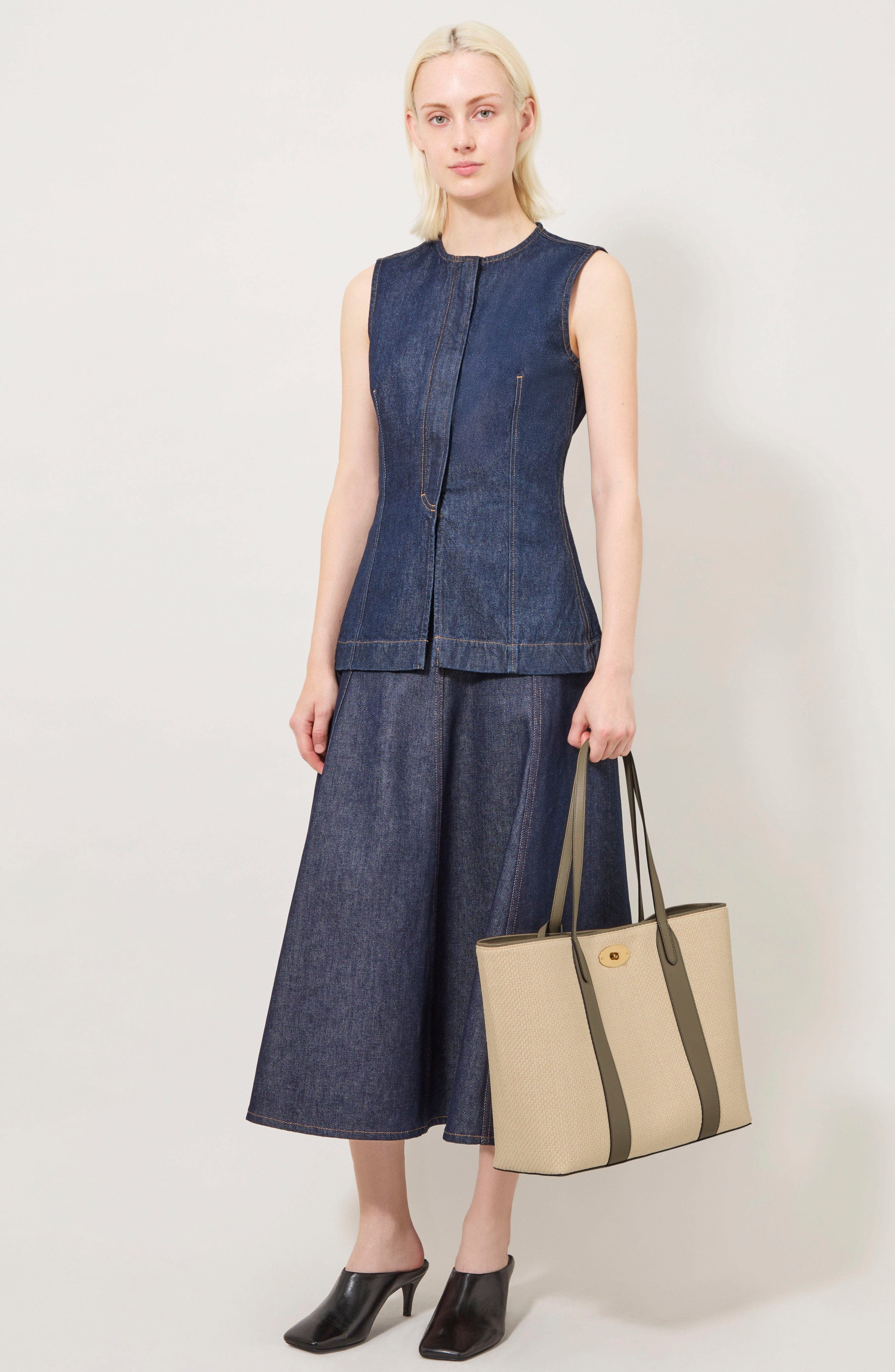 Mulberry Bayswater Raffia & Leather Tote in Linen Green/Natural at Nordstrom - 2