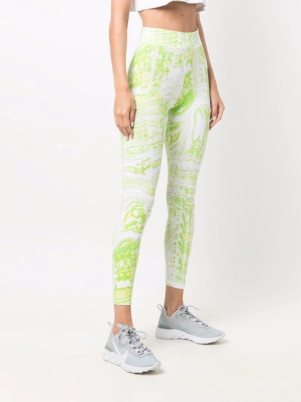 marbled-pattern cropped leggings - 3