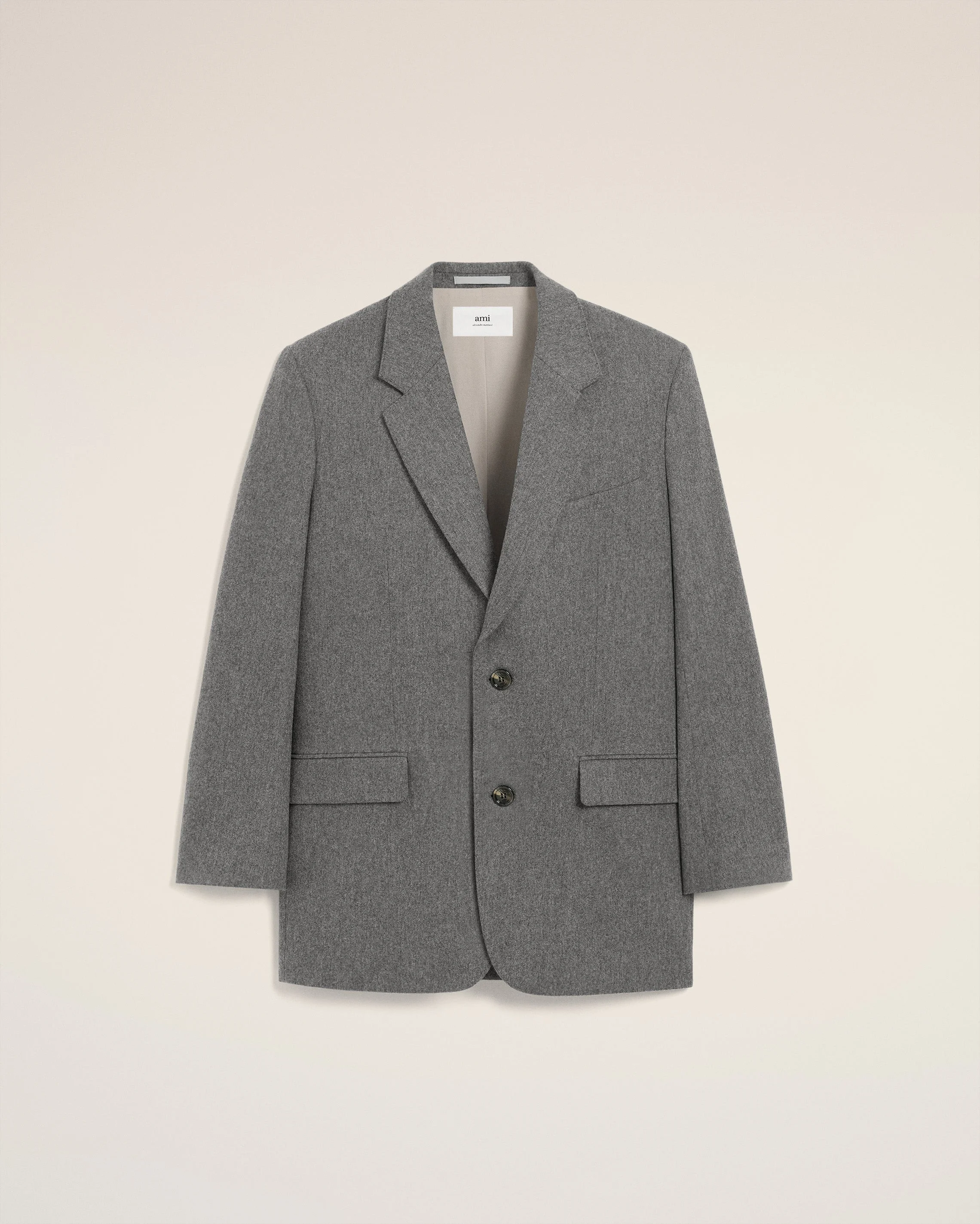 GREY WOOL LOOSE SINGLE BREASTED JACKET - 1