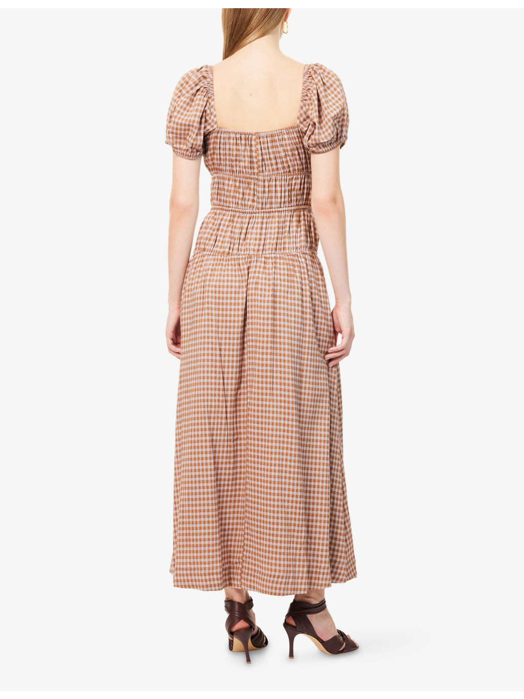 Rhett Puffed-Sleeves Woven Midi Dress - 4